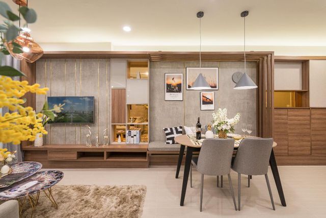 Thiết kế căn hộ: Sự kết hợp hoàn hảo giữa phong cách hiện đại và tiện nghi, tạo nên một không gian sống đầy đủ các tính năng tiện ích, tối ưu hóa không gian cho kiến trúc đẹp mắt.